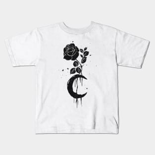 Black rose and moon Kids T-Shirt